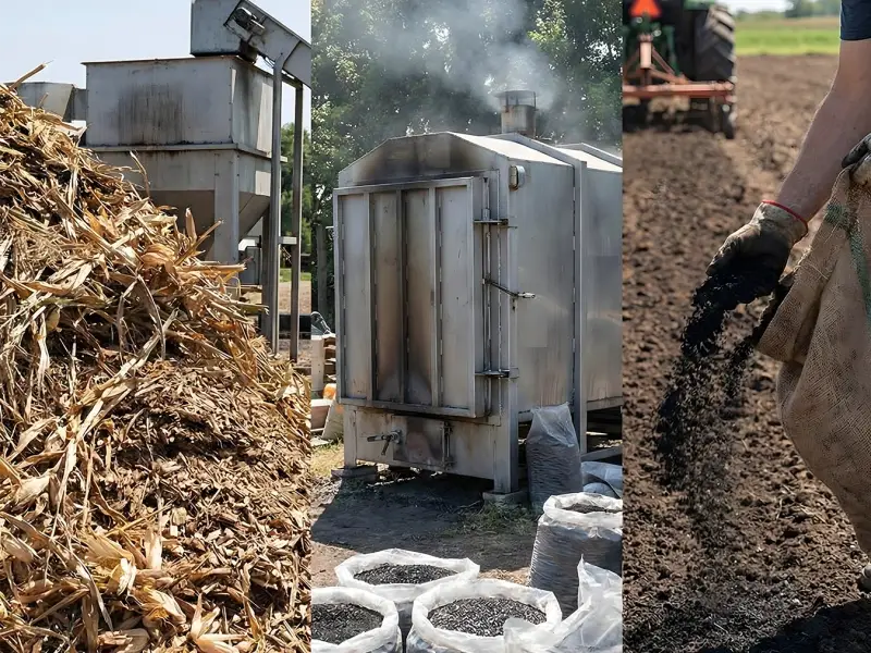 from biomass to soil amendment material